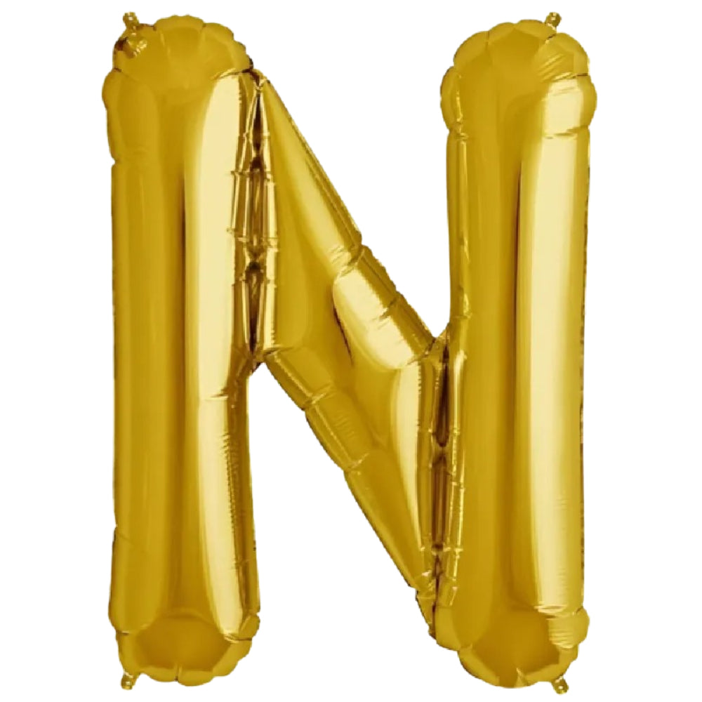 Party Decoration Alphabetic Letter N Foil Balloon - Gold Colour - 32 Inches