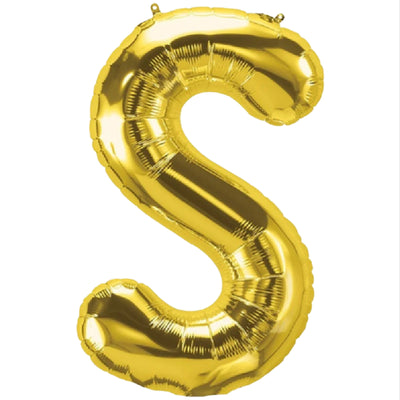 Party Decoration Alphabetic Letter S Foil Balloon - Gold Colour - 32 Inches