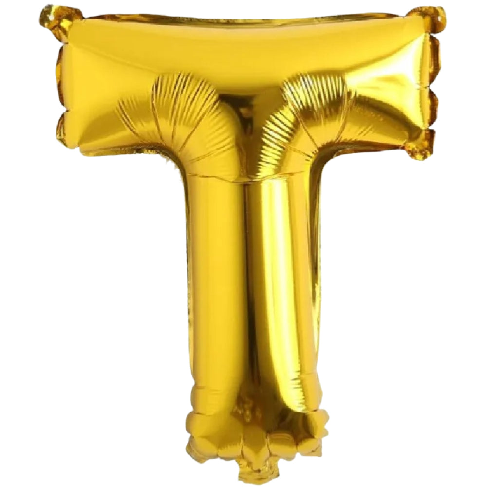 Party Decoration Alphabetic Letter T Foil Balloon - Gold Colour - 32 Inches