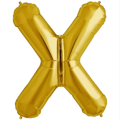 Party Decoration Alphabetic Letter X Foil Balloon - Gold Colour - 32 Inches