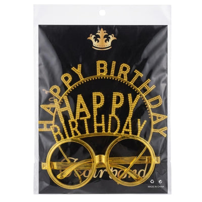 Happy Birthday Party Goggles With Head Band Set - Gold