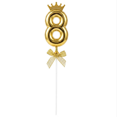 Cake Decoration Topper 8 Number With Crown - Gold Colour
