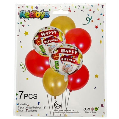 Happy Birthday Party Decoration Balloons And Printed Foil Balloon - Kit 7Pcs