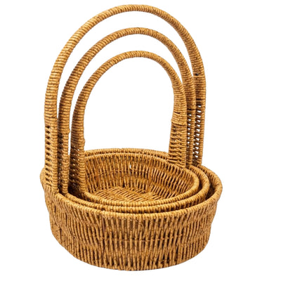 Bamboo Hamber Gift Basket Oval Shape - 3Pcs Set