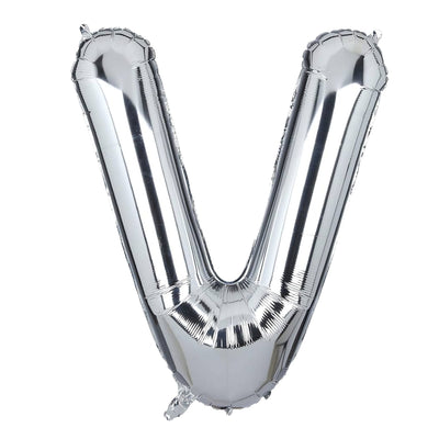 Party Decoration Alphabetic Letter V Foil Balloon - Silver Colour - 32 Inches