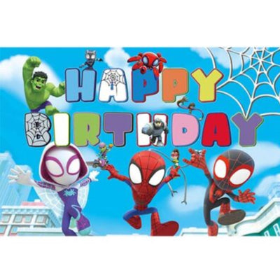 Happy Birthday Party Decoration Spiderman Theme Photo Backdrop - Wall Banner - 1X1.5 M