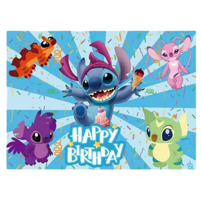 Happy Birthday Party Decoration Stitch Theme Photo Backdrop - Wall Banner - 1X1.5 M