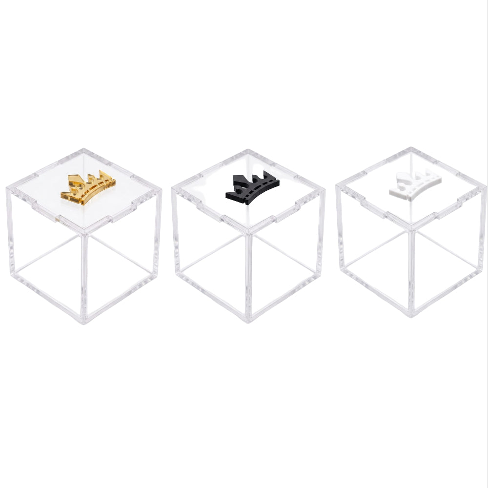 3D Crown Design Acrylic Mini Clear Gift Box - Gold, White and Black Color - 5x5x5 cm - 1 Box Only