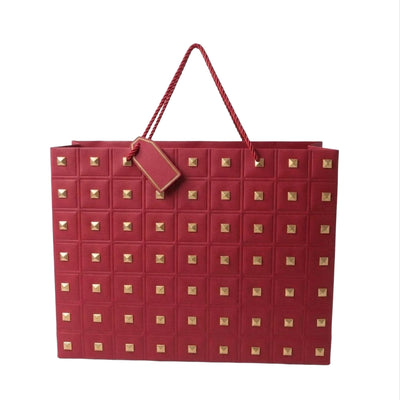 Square Gold Embossed Gloss Gift Bag - Red Colour - 50X40X15 Cm