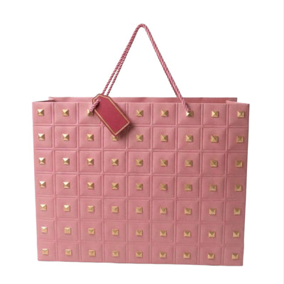 Square Gold Embossed Gloss Gift Bag - Pink Colour - 50X40X15 Cm