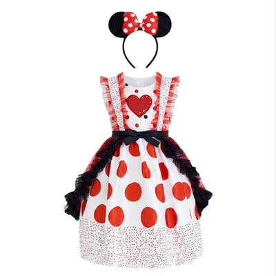 Minnie Mouse Costume With Head Band For Kids - Medium