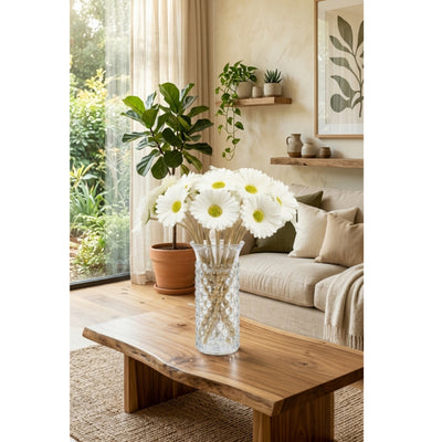 Elegant Artificial White Gerbera Daisy Flower Vase