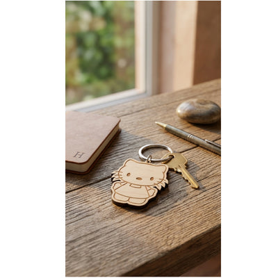 Hello Kitty Wooden Keychain