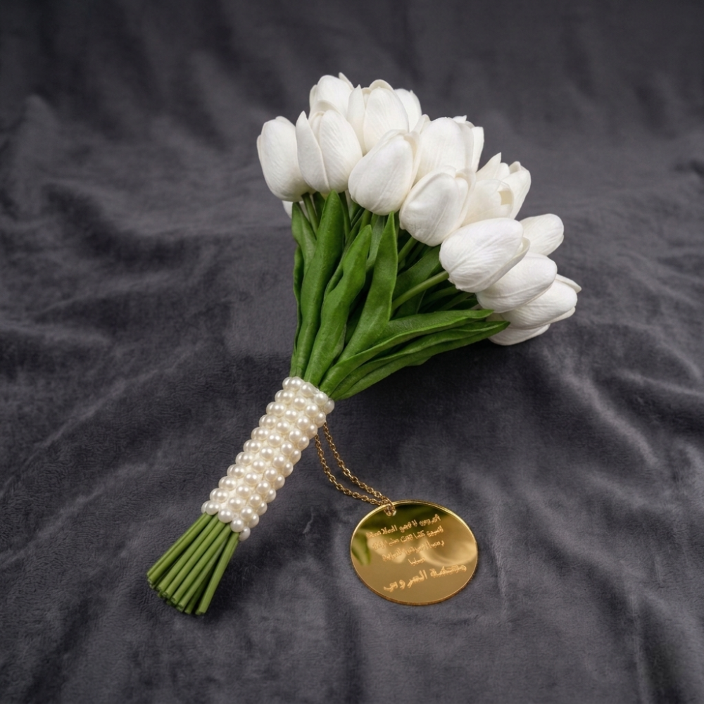 Artificial Closed Tulip 30 Flower Bouquet - White Color