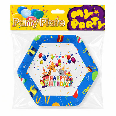 Happy Birthday Animal Theme Disposable Party Plates - 16 Cm - Pack Of 6 Pcs