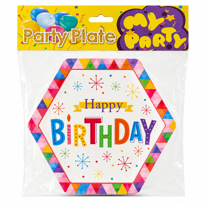 Happy Birthday Snowflake Design Disposable Party Plates - 16Cm - Pack Of 6 Pcs
