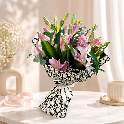 Elegant Pink Lily Flower Bouquet