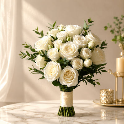 White Roses Bridal Bouquet