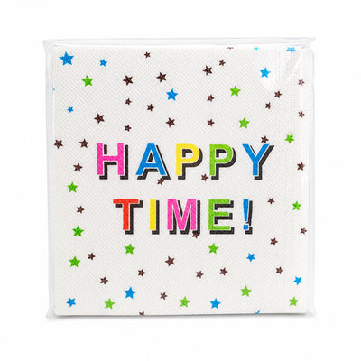 Happy Time Party Napkins - Disposable Printed Tissue Paper Napkins - 16.5X16.5 Cm