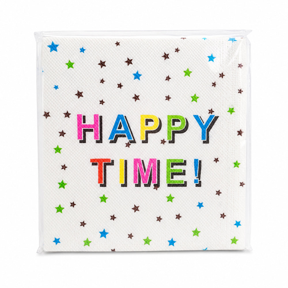Happy Time Party Napkins - Disposable Printed Tissue Paper Napkins - 16.5X16.5 Cm