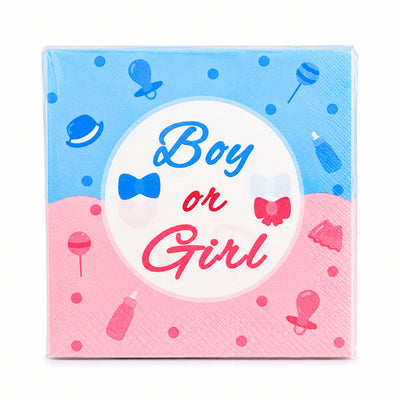 Boy Or Girl Party Napkins - Disposable Baby Shower Tissue Paper Napkins - 16.5X16.5 Cm