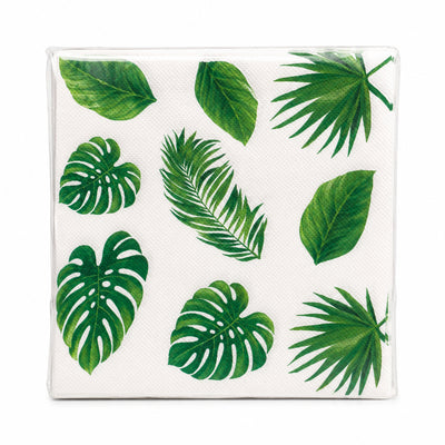Tropical Leaf Print Party Napkins - Disposable Paper Tissue Napkins - 16.5X16.5 Cm