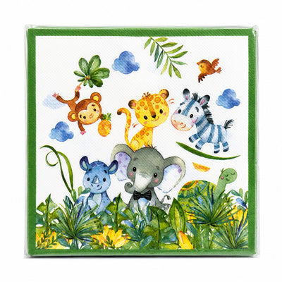 Jungle Safari Party Napkins - Disposable Printed Tissue Paper Napkins - 16.5X16.5 Cm