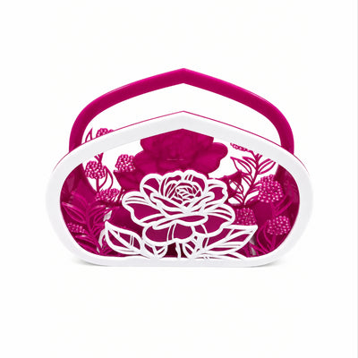 Acrylic Floral Design Gift Box - Pink And White Colour - 29X9X21 Cm