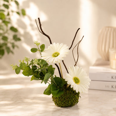 Artificial White Gerbera Flower Arrangement