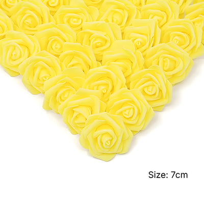 Party Decoration Artificial Foam Rose Heads - Yellow - 7 Cm - Pack Of 6 Pcs