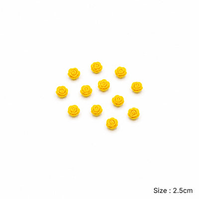 Party Decoration Artificial Foam Rose Heads - Yellow - 2.5 Cm - Pack Of 12 Pcs