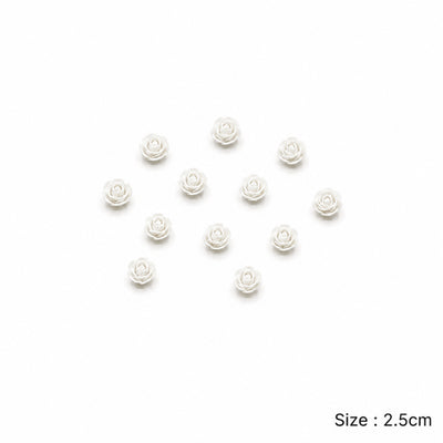 Party Decoration Artificial Foam Rose Heads - White - 2.5 Cm - Pack Of 12 Pcs