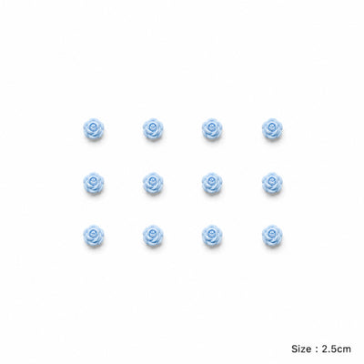 Party Decoration Artificial Foam Rose Heads - Light Blue - 2.5 Cm - Pack Of 12 Pcs