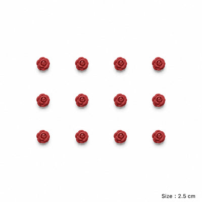 Party Decoration Artificial Foam Rose Heads - Red - 2.5 Cm - Pack Of 12 Pcs