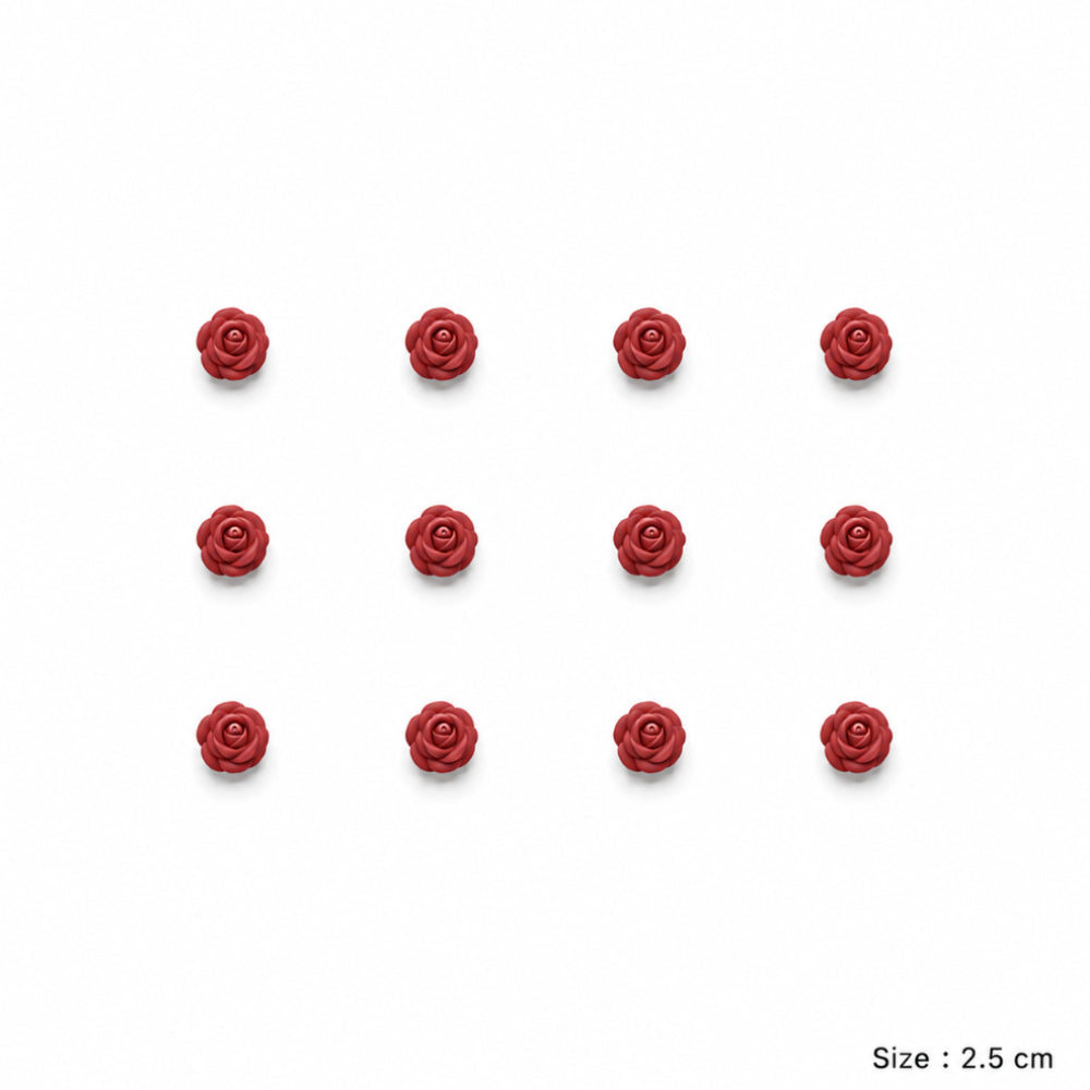 Party Decoration Artificial Foam Rose Heads - Red - 2.5 Cm - Pack Of 12 Pcs