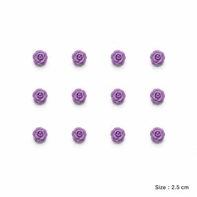 Party Decoration Artificial Foam Rose Heads - Purple - 2.5 Cm - Pack Of 12 Pcs