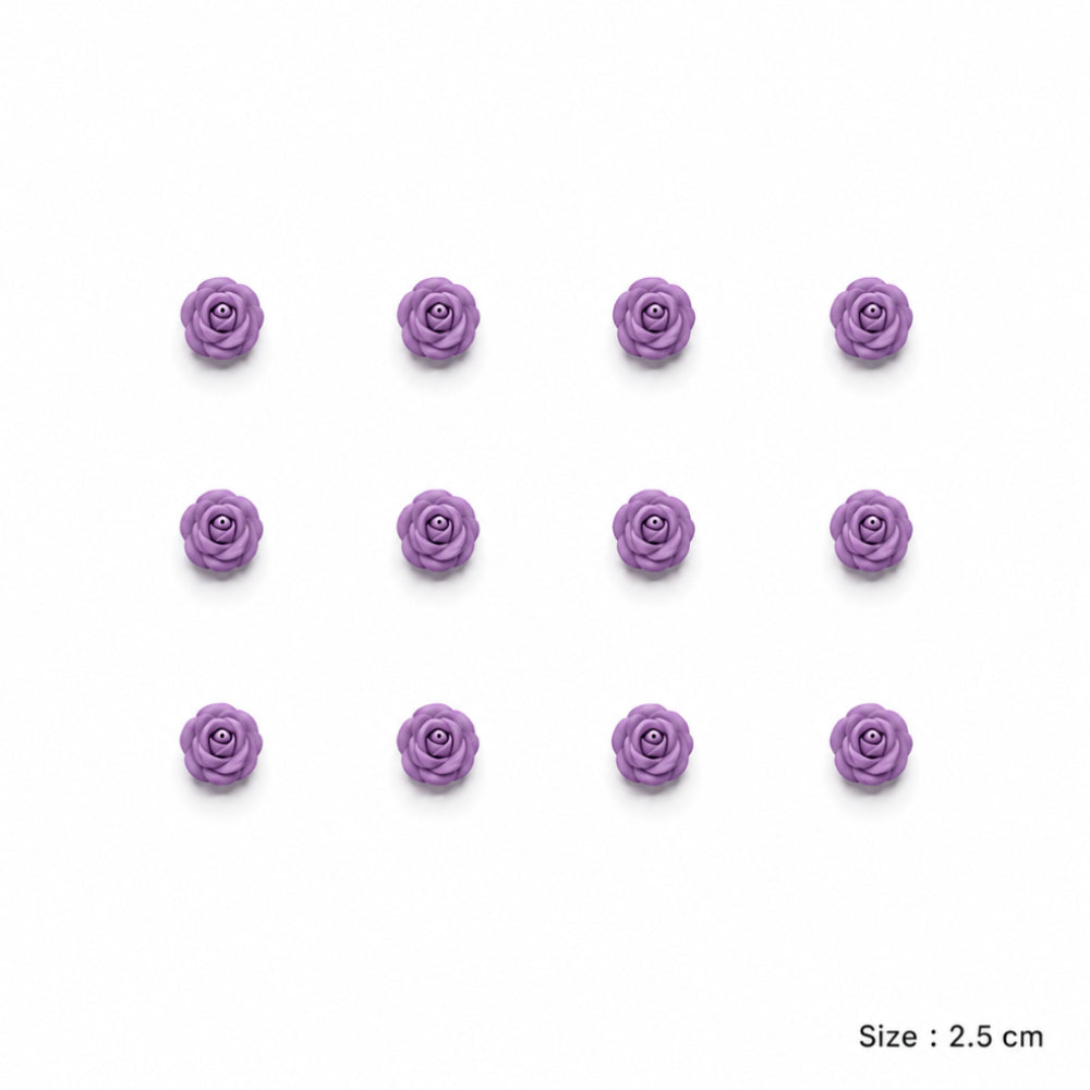 Party Decoration Artificial Foam Rose Heads - Purple - 2.5 Cm - Pack Of 12 Pcs