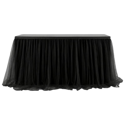 Tulle Fabric Party Decoration Table Skirt - Black - 45.7 M