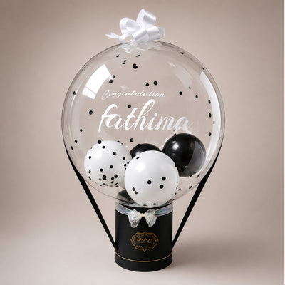 Personalised Graduation Hot Air Balloon Gift Box - Black And White