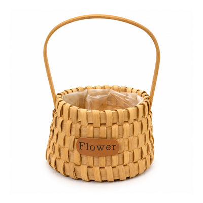 Handwoven Bamboo Wicker Flower Basket Vase With Handle - Rustic Rattan Floral Arrangement Basket