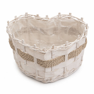 Heart Shape Bamboo Wicker Flower Basket - Decorative Rustic Rattan Planter Basket