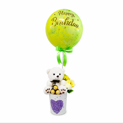 Happy Birthday Balloon Gift Hamber Combo Set With Doll - Green