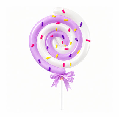 Party Decoration Lollipop Design Balloon Set - White And Purple Colour