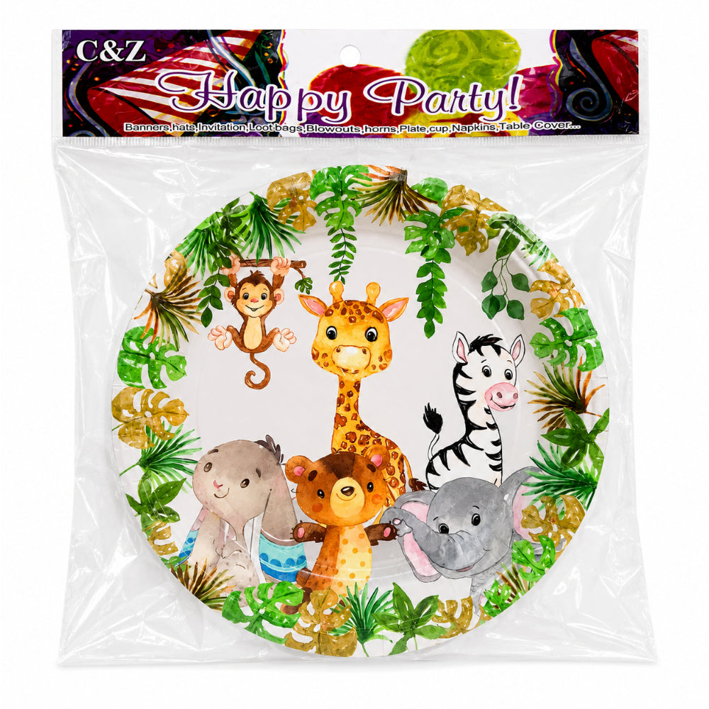 Animal Theme Party Disposable Paper Plate - 7 Inch - Pack Of 10