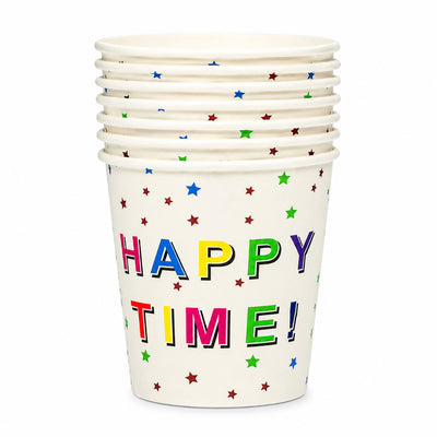 Happy Time Theme Party Disposable Paper Cup - Pack Of 10