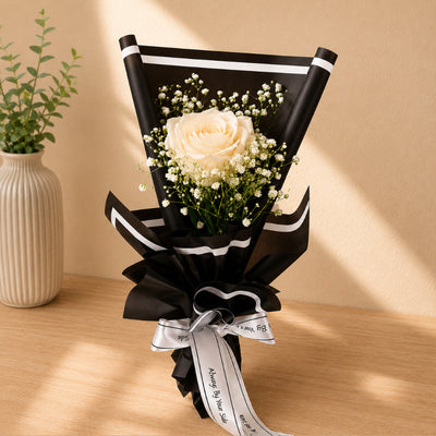 Single White Rose Flower Bouquet