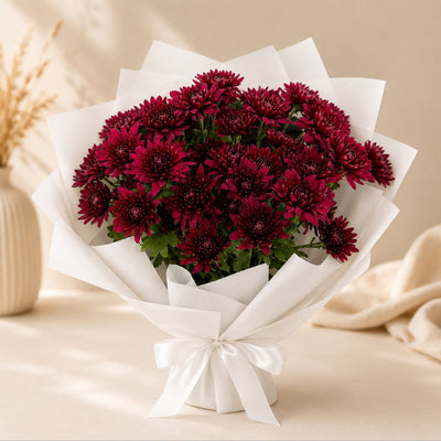 Premium Burgundy Chrysanthemum Flower Bouquet