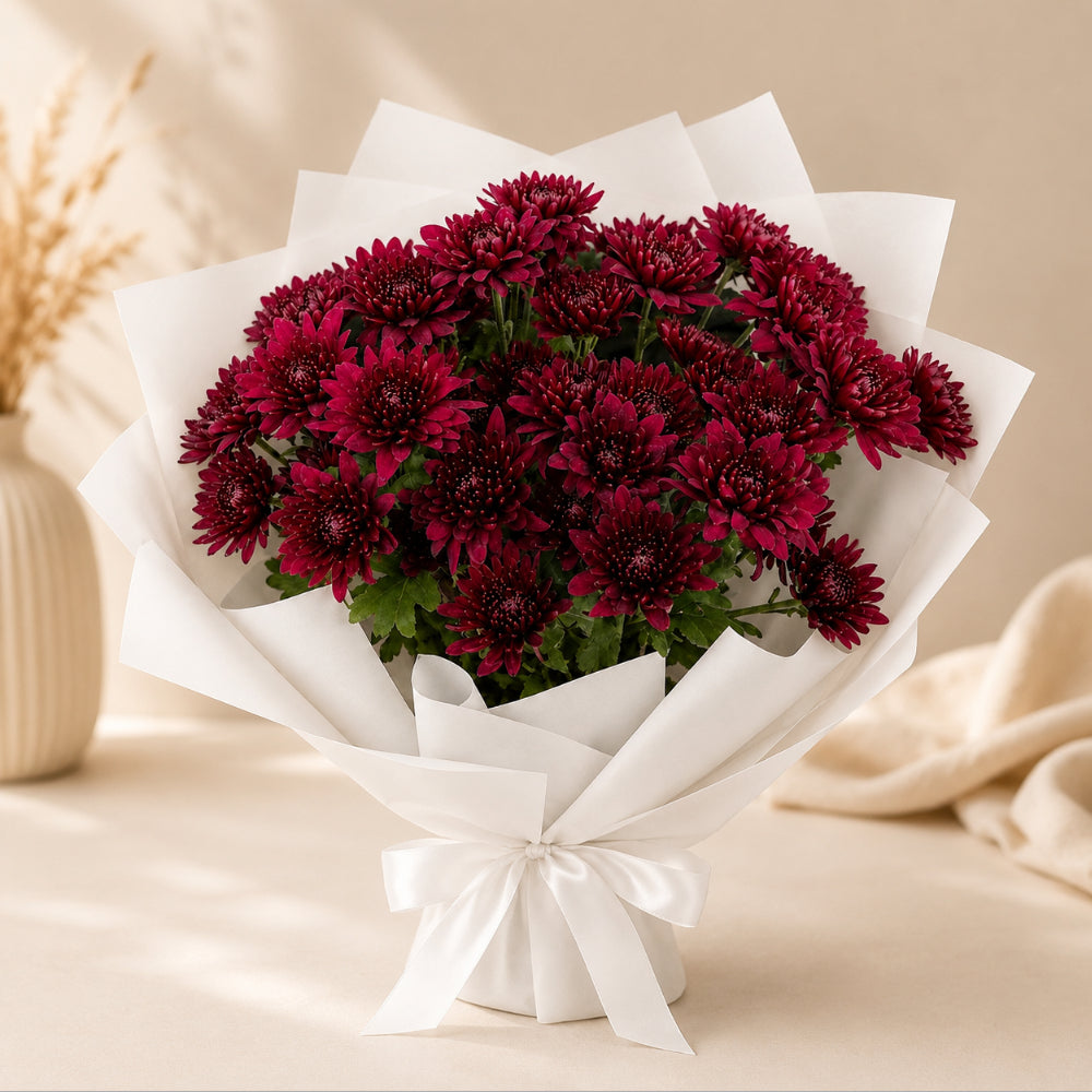 Premium Burgundy Chrysanthemum Flower Bouquet