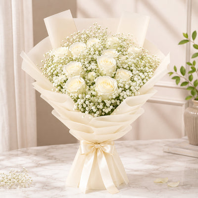 Pure Elegance White Rose Arrangement