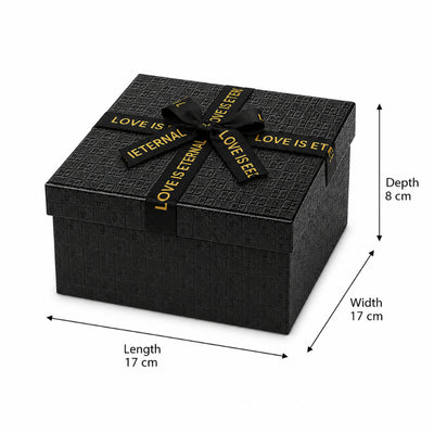 Gift Box with Ribbon Black Color - Medium - 17 x 17 x 8 cm